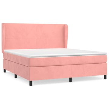Vidaxl Box spring postelja z vzmetnico roza 160x200 cm žamet