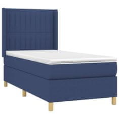 Vidaxl Box spring postelja z vzmetnico moder 90x200 cm blago