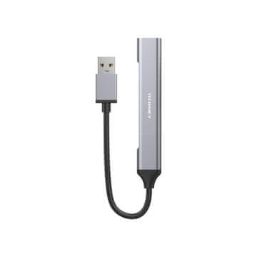 Northix USB zvezdišče s 4 vhodi - srebrne barve