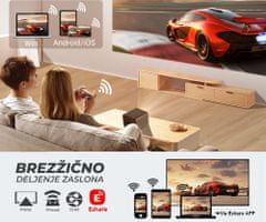 Byintek R80 prenosni 3D LED DLP projektor, Android, WiFi, Bluetooth, 2GB+32GB, 2200 lm, zvočniki + daljinec