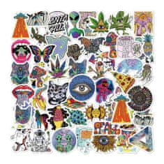 Northix Stickers - psychedelic motifs - 50 pcs 