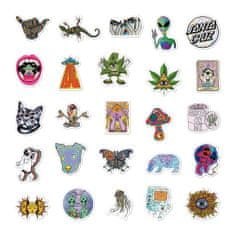 Northix Stickers - psychedelic motifs - 50 pcs 