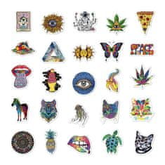 Northix Stickers - psychedelic motifs - 50 pcs 