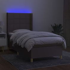 Vidaxl Box spring postelja z vzmetnico LED taupe 90x190 cm blago