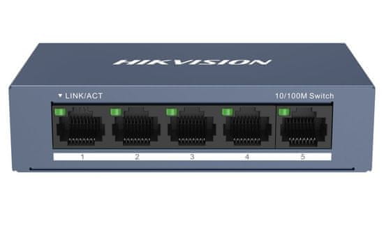 Hikvision Stikalo DS-3E0105-O/ 5x port/ 10/100Mbps RJ45 portov/ 1 Gbps/ napajanje 5 VDC (1A)