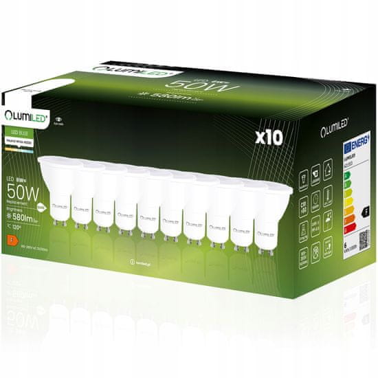 LUMILED 10x LED žarnica GU10 6W = 60W 580lm 4000K Nevtralno bela 120°