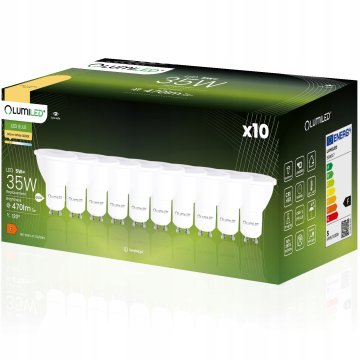 LUMILED 10x LED žarnica GU10 5W = 35W 470lm 3000K Toplo bela 120°