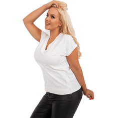 RELEVANCE Ženska volnena bluza plus size z izrezom v obliki črke V VLASTA ecru RV-BZ-8818.53_401065 Univerzalni