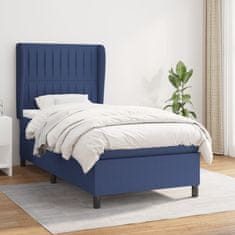 Vidaxl Box spring postelja z vzmetnico modra 90x190 cm blago