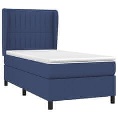 Vidaxl Box spring postelja z vzmetnico modra 90x190 cm blago
