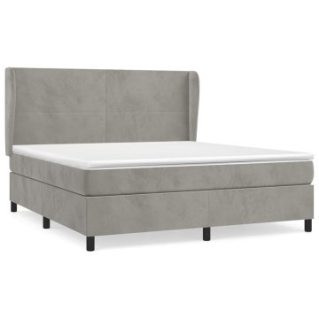 Vidaxl Box spring postelja z vzmetnico svetlo siva 180x200 cm žamet