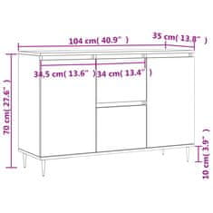 Vidaxl Komoda dimljeni hrast 104x35x70 cm inženirski les