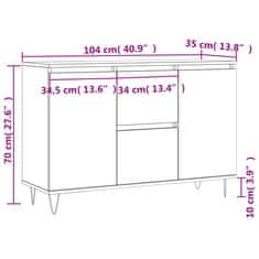 Vidaxl Komoda črna 101,5x35x70 cm inženirski les