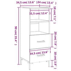 Vidaxl Komoda črna 34,5x34x90 cm inženirski les