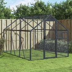 Vidaxl Ptičnica antracitna 1,79x3x1,85 m aluminij