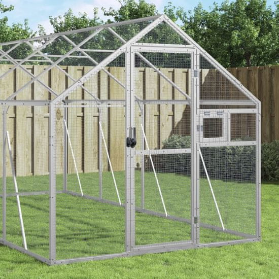 Vidaxl Ptičnica srebrna 1,79x8x1,85 m aluminij