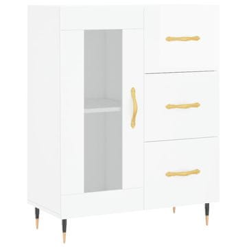 Vidaxl Komoda visok sijaj bela 69,5x34x90 cm inženirski les