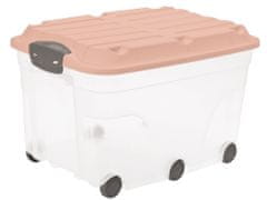 Rotho ROLLER škatla za shranjevanje na kolesih 57L - roza