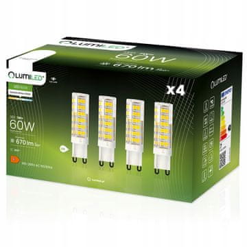LUMILED 4x LED žarnica G9 CAPSULE 7W = 60W 670lm 4000K Nevtralno bela 360°