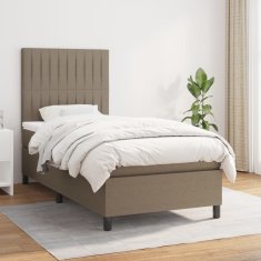Vidaxl Box spring postelja z vzmetnico taupe 90x200 cm blago