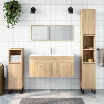 Vidaxl vidaXL Kopalniška omarica z ogledalom, hrast sonoma, material na osnovi lesa