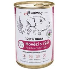 All Animals cons. za pse mleta govedina z rižem 400g