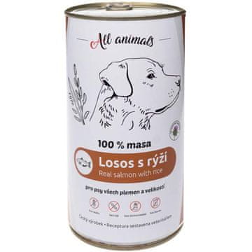 All Animals cons. za pse losos z rižem 1200g