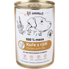 All Animals cons. za pse piščančje meso ml.z rižem 400g