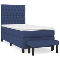 Vidaxl Box spring postelja z vzmetnico modra 100x200 cm blago
