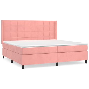 Vidaxl Box spring postelja z vzmetnico roza 200x200 cm žamet