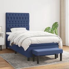 Vidaxl Box spring postelja z vzmetnico modra 100x200 cm blago