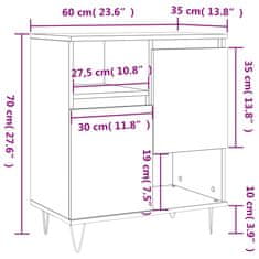 Vidaxl Komoda rjav hrast 60x35x70 cm inženirski les