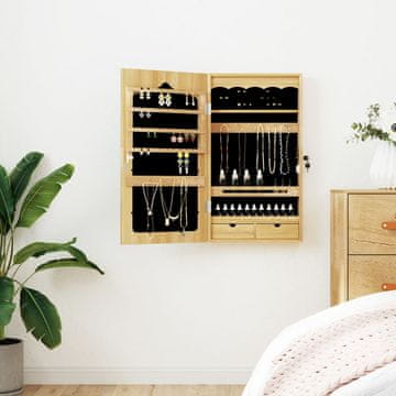 Vidaxl vidaXL Viseča omarica za nakit z ogledalom 37,5 x 10 x 67 cm