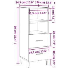 Vidaxl Komoda črna 34,5x34x90 cm inženirski les