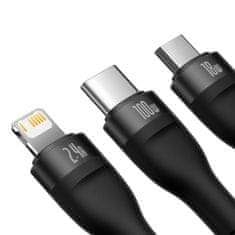 BASEUS 3-v-1 kabel USB na USB-C / iPhone Lightning / micro USB 1,2 m – črn