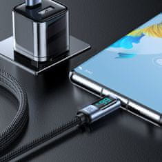 Joyroom Kabel z LED zaslonom USB-C - USB-A 66 W 1,2 m črn