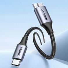 NEW Kabelski pogon USB-C - microUSB-B 3.0 5Gb/s 3A 2m siva