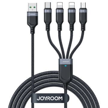 Joyroom 4v1 Kabel USB-A - USB-C 2x iPhone Lightning microUSB 1,2 m črn