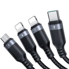 Joyroom 4v1 Kabel USB-A - USB-C 2x iPhone Lightning microUSB 1,2 m črn