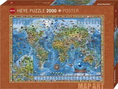 Heye Puzzle Map Art: čudovit svet 2000 kosov