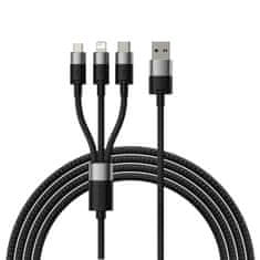BASEUS Kabel za telefon StarSpeed 3v1 USB - micro USB / iPhone Lightning / USB-C 1,2 m - črn