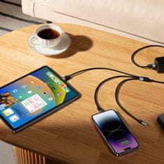 BASEUS Kabel za telefon StarSpeed 3v1 USB - micro USB / iPhone Lightning / USB-C 1,2 m - črn