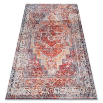 eoshop ANDRE pralna preproga 1684 vintage protizdrsni vzorec okvirja - rdeča ( - Velikost: 80x150 cm)