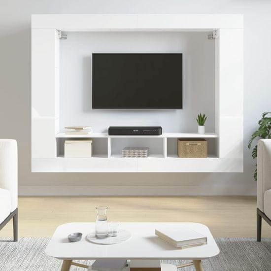 Vidaxl TV omarica visok sijaj bela 152x22x113 cm inženirski les