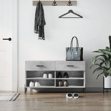 Vidaxl vidaXL Klop s prostorom za čevlje betonsko siva 102x35x55 cm