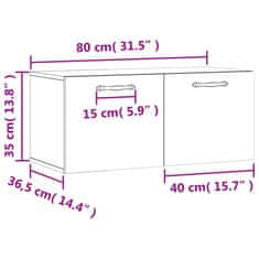 Vidaxl Stenska omarica bela 80x36,5x35 cm inženirski les