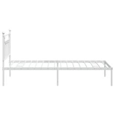 Vidaxl Kovinski posteljni okvir z vzglavjem bel 100x200 cm