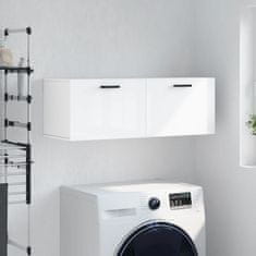 Vidaxl Stenska omarica visok sijaj bela 100x36,5x35 cm konstruiran les