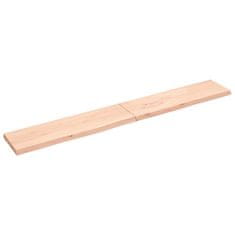 Greatstore Stenska polica 220x30x(2-4) cm neobdelana trdna hrastovina