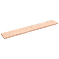 Greatstore Stenska polica 200x30x(2-4) cm neobdelana trdna hrastovina